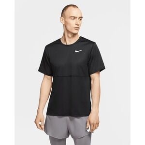 Nike Dri Fit Mens Running Top Black Short Sleeve Athletic Training T Shirt